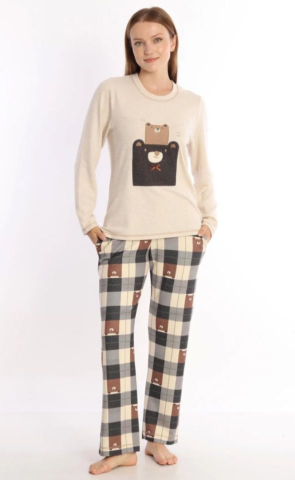 Etoile Ayıcıklı Yumoş Kışlık Uzun Kol Pijama