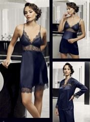 Perin 9600 Saten Dantel Güpür Sabahlıklı 6 Lı Gelin Çeyiz Set Takım