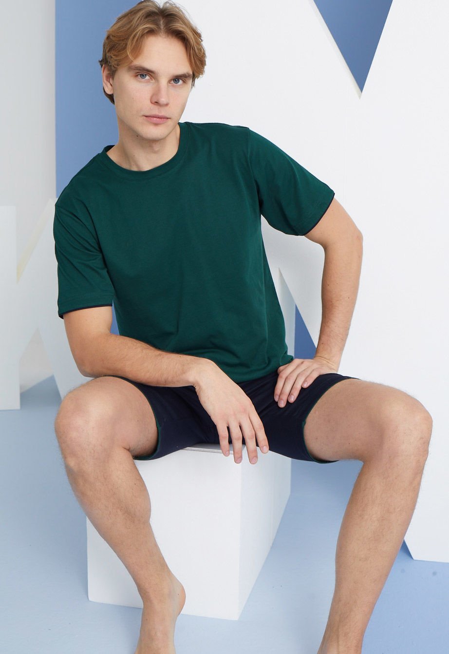 KLY 0 Yaka 3 Lü Şortlu Kısa Kol Yazlık Erkek Pijama