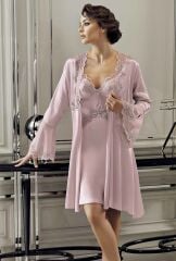 Perin 9300 Saten Dantel Güpür Sabahlıklı 6 Lı Gelin Çeyiz Set Takım