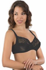 Emay 165 Balenli Dantelli Toparlayıcı Siyah Sütyen