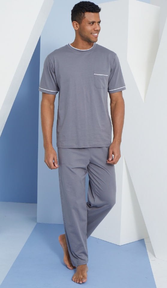 Kly 0 Yaka Pamuk Kısa Kol Yazlık Erkek Pijama