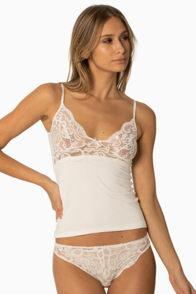 Pierre Cardin 315 Ekru Dantel Çeyizlik Atlet Külot Takım