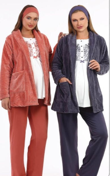 Haluk Bayram 4228 3 Lü Lohusa Pijama Sabahlık Takım