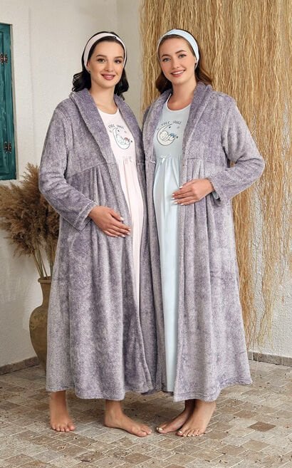 Haluk Bayram Kışlık Lohusa Uzun Gecelik Sabahlık Takım