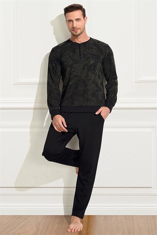 Dowry 18 266 Midi Yaka Kışlık Erkek Uzun Kol Pijama