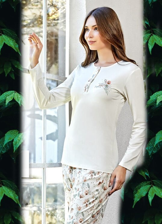 FLZ 89 - 46 Uzun Kol Orta Kalın Kadın Pijama