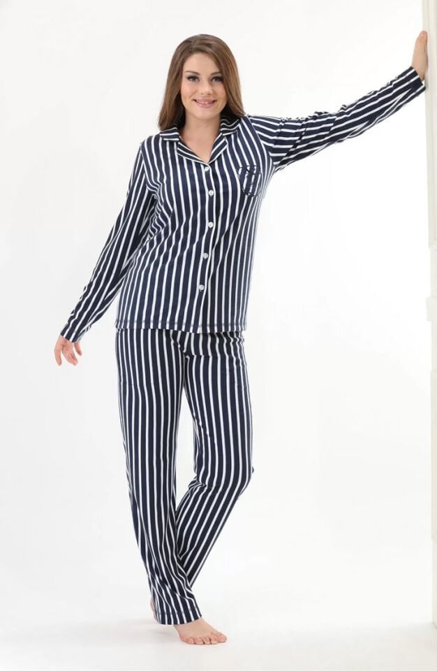 Etoile  Ekstra Yumuşak Kumaş Uzun Kol Çizgili Şık  Pijama Takım