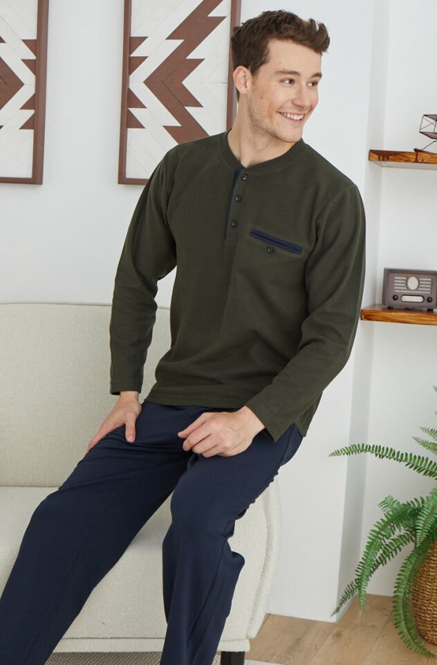 Kalın Kışlık Midi Yaka Erkek Pijama